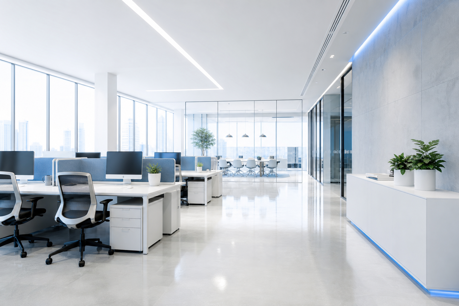 Modern clean open-plan office